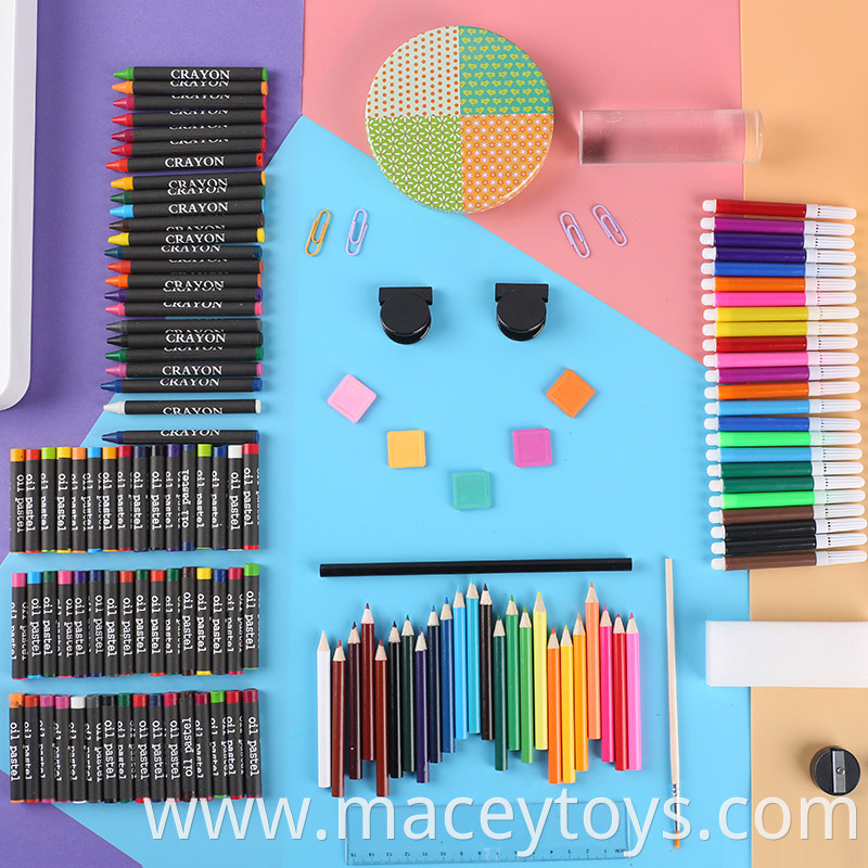 Hot Sale Bulk 130pcs High Quality Colorful Drawing Wooden Box Set Jumbo Art Set for Students